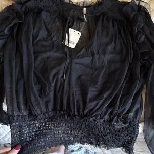 Free People Sheer Black Women's Top